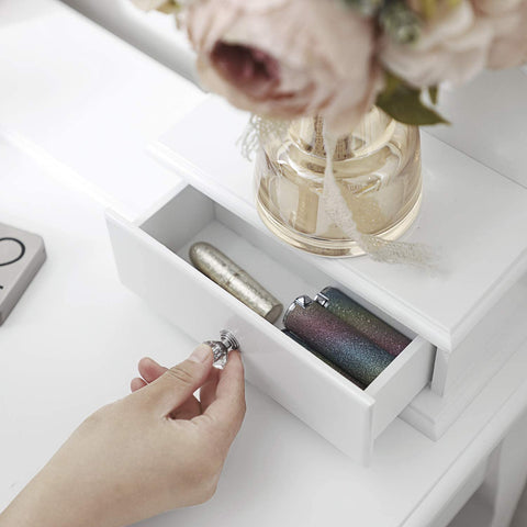 Rootz Dressing Table - With Mirror & LED Lighting - Make-up Table - For Women - Dressing Tables - White - 80 x 40 x 143 cm (LxWxH)