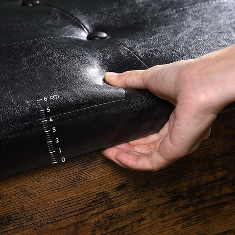 Rootz Hocker - Stool with storage space - Shoe bench - Hockers - Artificial leather and Wood - Industrial - Brown / Black - 40 x 40 x 50 cm