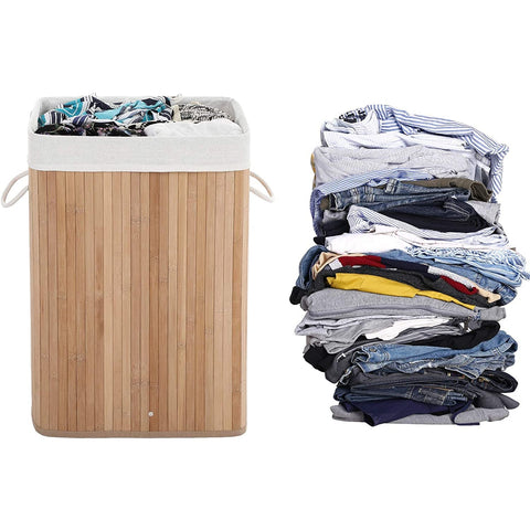 Rootz Wäschekorb aus Bambus – faltbarer Aufbewahrungskorb – 72 Liter – 40 x 30 x 60 cm