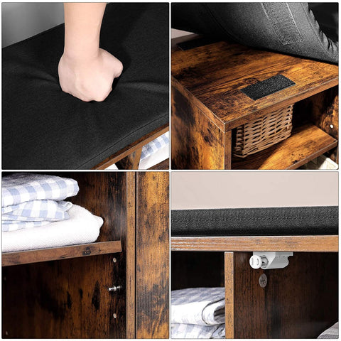 Rootz Shoe Rack - Shoe Cabinet - 11 Pairs of Shoes - Bench - 110 x 30 x 48 cm