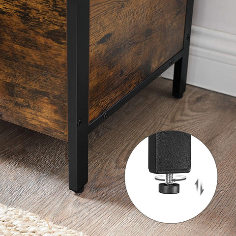 Rootz Hocker - Stool with storage space - Shoe bench - Hockers - Artificial leather and Wood - Industrial - Brown / Black - 40 x 40 x 50 cm