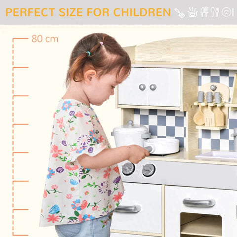 Rootz Children's Kitchen Playset - Children's Kitchen - Wooden Kitchen - Kitchen Toys - 54.5 x 29 x 80 cm