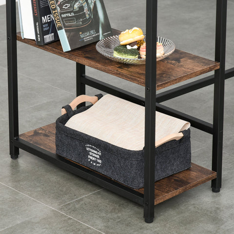 Rootz Bar Table Set - 2 Bar Stools - 3 Shelves - 3-Part - Brown - Black - Processed Wood - Steel