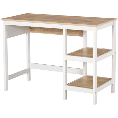 Rootz Desk - 2 Shelves - Storage Space - MDF - Natural/White - 110 x 48 x 76.2 cm - Processed Wood - Natural - White