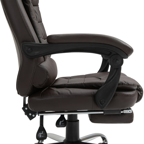 Rootz Office Chair - Gaming Chair - Gaming Chair - Swivel Chair - Ergonomic - Footrest - Adjustable - 64.5 x 69 x 117-127 cm - Brown