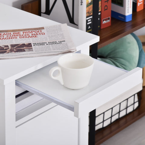 Rootz Bedside table - Side table - Coffee table - Folding door - Storage compartment - 36 x 55 x 64 cm - White - MDF - White