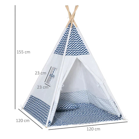 Rootz Tipi Tent - Speeltent - Kindertent Met Kussenmatras - Kinderkamer Tipi - Indische Tent - Buiten - Binnen - Opvouwbaar - Kinderspeeltent - Speelhuisje - Wit - 120 x 120 x 155 cm