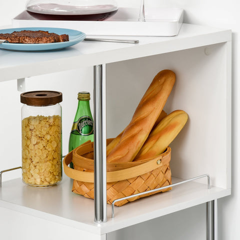 Rootz Bar table - standing table - storage compartments - iron frame - wine rack - tilt protection - 3 levels - 113 x 40 x 105 cm - white - silver