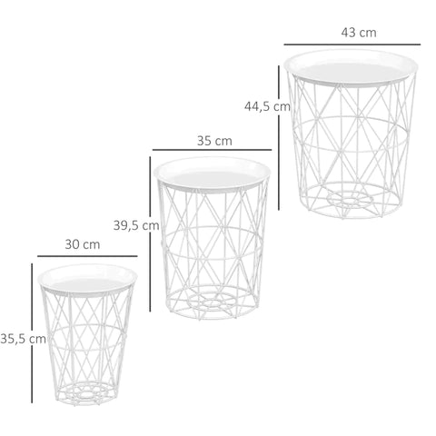 Rootz Side Table - Coffee Table - 3-piece Side Table - White