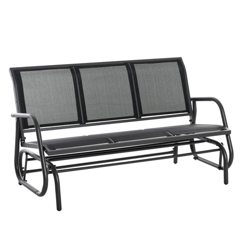 Rootz Swing Bench - 3-Seater Garden Bench - Park Bench - Metal - Black - 151 x 75 x 85 cm