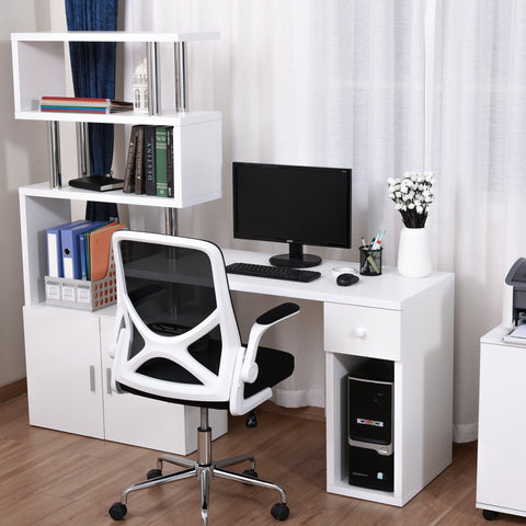 Rootz-Schreibtisch – verstellbar zum Eckschreibtisch – L-förmig – Stauraum – Computertisch – Edelstahl – Weiß