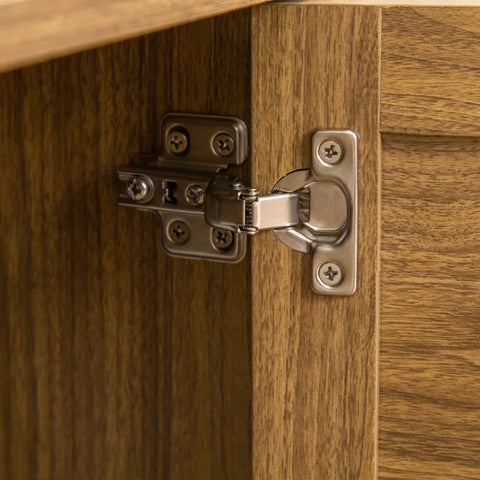 Rootz Desk - Desk With Cabinet - Viennese Wicker Look - 1 Cabinet - 1 Shelf - Chipboard - Walnut Brown + Natural - 110 cm x 48 cm x 76 cm