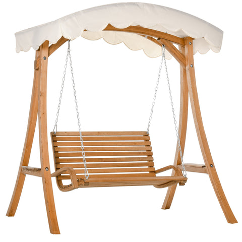 Rootz Garden Swing - 2-seater Swing - Larch Wood - Natural/White - 170 x 135 x 170 cm