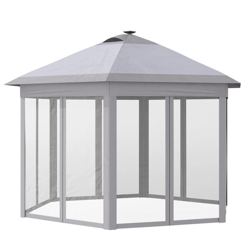 Rootz Gazebo - Foldable Gazebo - Garden Gazebo - Pavillon - Garden Pavillon - Party Tent - Solar LEDs - Grey - 4.5 x 3.4 m