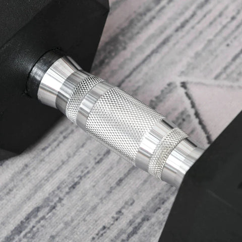 Rootz Hexagon - Dumbbell - Cast Iron Dumbbell - Rubber Dumbbell - Handle Knurled - Weights - Metal - Rubber - Black - 1 x 20 KG