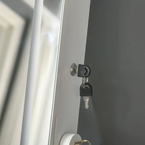 Rootz Jewelry Cabinet - Full-Length Mirror - Lockable Jewellery Organiser - With LED Light - 46 cm x 36.5 cm x 151.5 cm