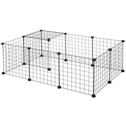 Rootz Animal Cage - Pet Playpen - Enclosure Run - Cage - Black - 106Lx73Wx36Hcm