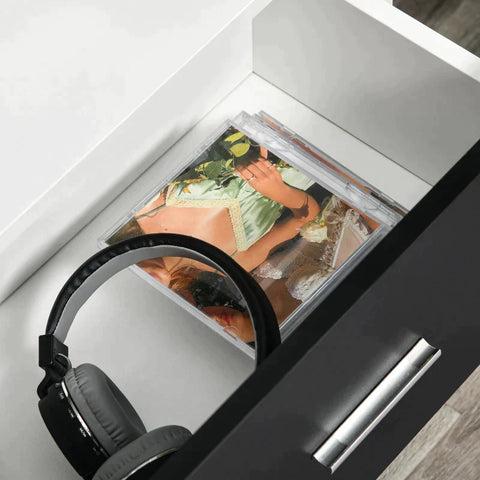 Rootz TV Cabinet - TV Stand - TV Table - Storage Cabinet - Cabinet - White/Black - 140 x 30 x 42 cm