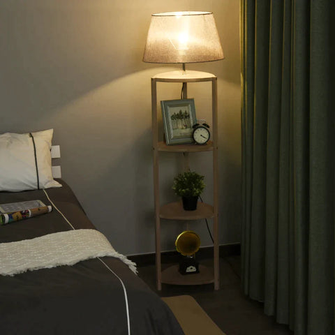 Rootz Floor Lamp - Lampshade - Lamp Shelf - Living Room - Bedroom - Grey - 46 x 46 x 158.5 Cm