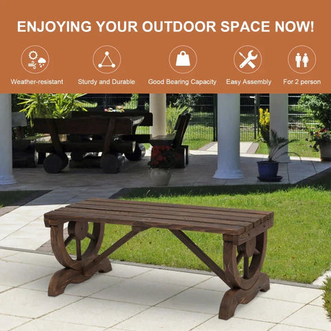 Rootz Garden Bench - Wooden Bench - Rustic Bench - Outdoor - Park Seat - Natural - 98 x 50 x 39.5 cm