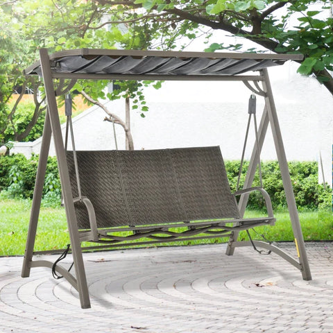 Rootz Gartenschaukel – Schaukelstuhl – Hängebank – Verandaschaukel – Stuhlsitz – Braun/Grau – 197 x 122 x 178 cm