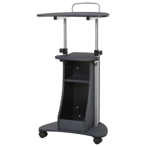 Rootz Laptop Table - Laptop Stand - Notebook Table - Computer Tablet - Castors And Shelf - Black - 54 x 40 x 80-115 cm