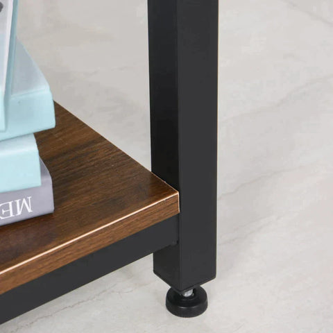 Rootz Computer Desk - L Shaped Corner Desk - Office Table - MDF+ Steel - Walnut/Black - 150 x 15 x 76cm