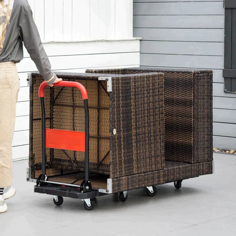 Rootz Platform Trolley - Platform Truck - Hand Truck - Foldable - 150 Kg Load Capacity - Steel - Black/Red - 70 cm x 52.5 cm x 90 cm