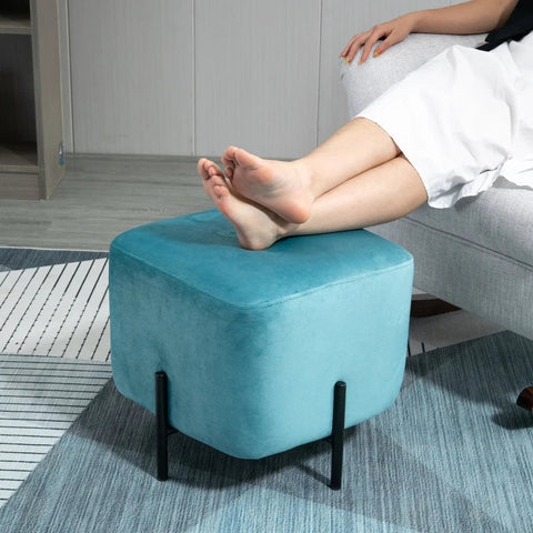 Rootz Voetenbank - Kruk - Turkoois - 44.5 cm x 44.5 cm x 41.5 cm