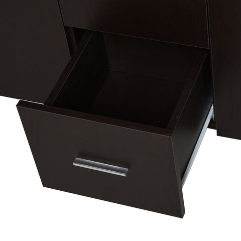 Rootz Sideboard - Side Cabinet - Highboard - Chest of Drawers - 2 French Doors - Processed Wood - Solid Wood - Sides - Coffee Color - 120 x 38 x 84 cm