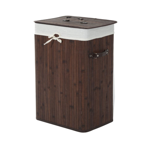Rootz 72L Laundry basket - Laundry box - Washbasin - Angular - Brown / Gray - Bamboo - Lid - 40 x 30 x 60 cm