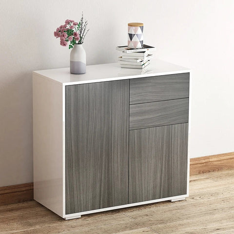 Rootz Standing Cabinet - Storage Cabinet - Cabinet Chest - Cabinet - White/Light Gray - 79 x 36 x 74 cm
