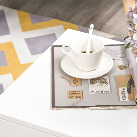 Rootz TV Furniture - On Wheels - 2 Open Shelves - Storage Compartment - Natural Color - White - 80 x 45 x 39.5 cm