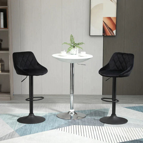 Rootz Bar Stool - Set Of 2 Bar Stools - Swivel Upholstered High Stool - Height-adjustable - Bar Stool Without Armrests - Black - 46 x 48 x 83-104 cm