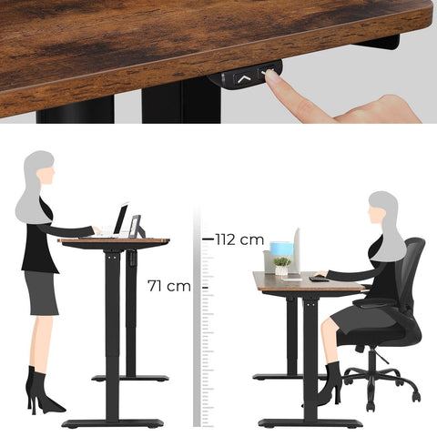 Rootz Adjustable Desk Frame - Dynamic Table Frame - Standing Desk Frame - Black - 115-147 x 70 x 71-112 cm