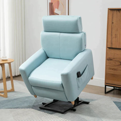 Rootz Electric Stand-Up Chair - Stand-up Chair - Relaxation Chair - With Stand-up Aid - Reclining Function - Remote Control - Light Blue - 81 x 91 x 103 cm