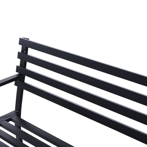 Rootz Garden Bench - 2-Seater Bench - Outdoor Bench - Bench - Metal - Black - 125 x 62 x 82 cm