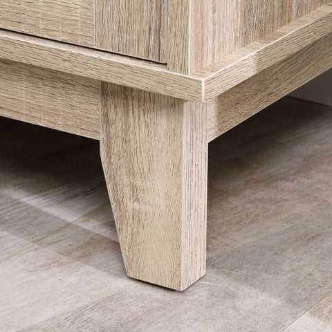 Rootz Bedside Table - Nightstand - Bedside Table With Storage Cupboard - Rustic Look - Adjustable Shelf - Natural - 48 x 40 x 58cm