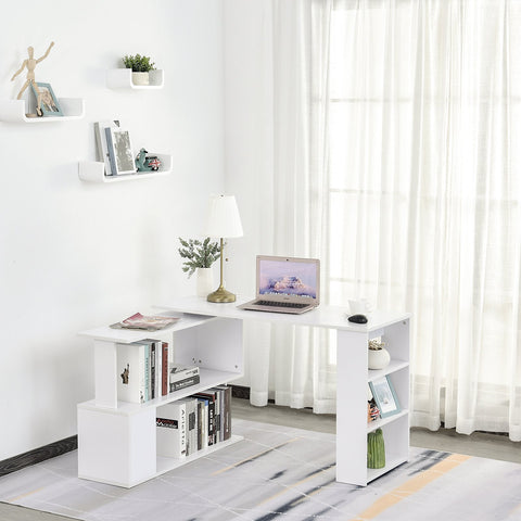 Rootz Desk - Corner desk - Shelves - Storage space - White - L-Shape - 120 x 110 x 74.5