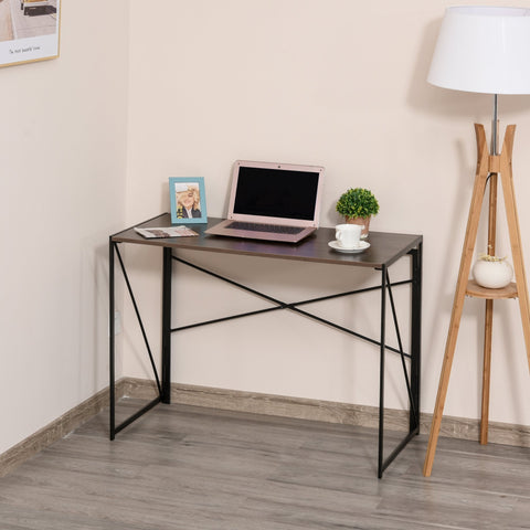 Rootz Schreibtisch – Schreibtisch – Computertisch – klappbar – Bürotisch – Industrie – verarbeitetes Holz – Stahl – Braun – Schwarz