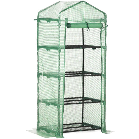 Rootz Greenhouse - Plant House - Greenhouse Shelves - Weerbestendig - Roldeur - Wit + Zwart - 70cm x 50cm x 160cm