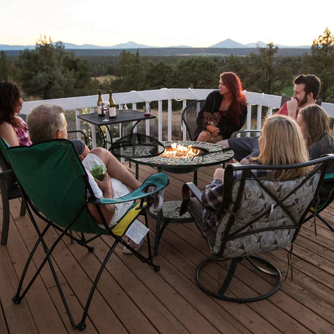 Rootz Fire Table - Garden Table With Fire Bowl - Fireplace With Spark Protection & Grill Grate - Fire Basket - Outdoor For Heating BBQ - Garden - Terrace - Metal Tile - Black - 75 x 75x 60 cm