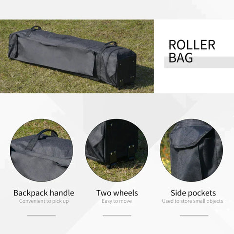 Rootz Pop Up Gazebo - Pop Up Tent - Gazebo - Party Tent - With Netting And Carry Bag - Height Adjustable - Steel/Oxford/Mesh Fabric - Light Grey/Black - 3.64x3.64x2.94m