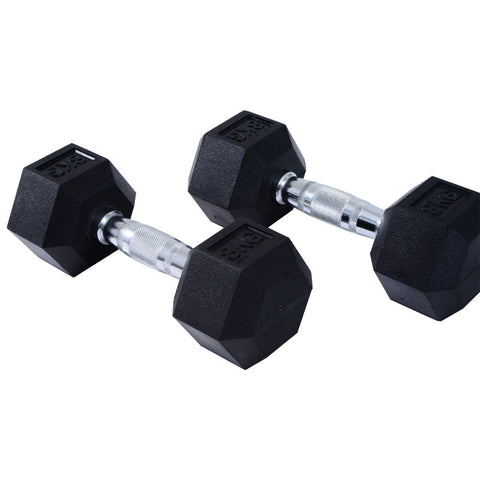 Rootz 2x5kg Hexagonal Dumbbells - Rubber Dumbbell - Knurled Handle - Sports Hex Weights Sets - Weight Lifting Exercise - Home - Gym