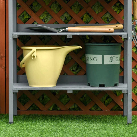 Rootz Planting Table - 2 Shelves - Fir Wood - Garden - Terrace - Balcony - Grey - 76 cm x 37 cm x 89 cm