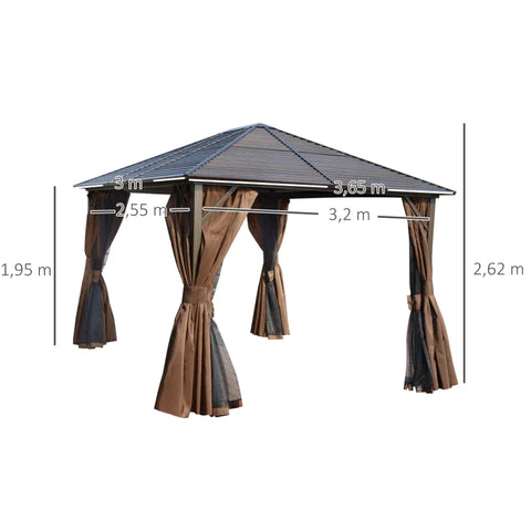 Rootz Gartenpavillon – Außenpavillon – Pavillon Pavillon – Gartenpavillon – Pavillon – 300 L x 365 B x 262 H cm