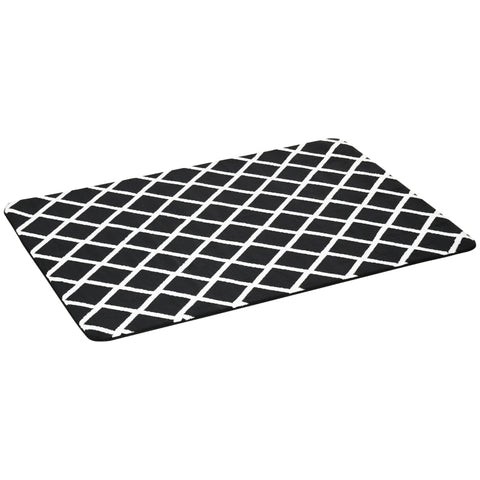 Rootz Diamond Pattern Rug - Carpet - Non-woven Backing - Black + White - 170cm x 120cm x 0.7-0.8cm