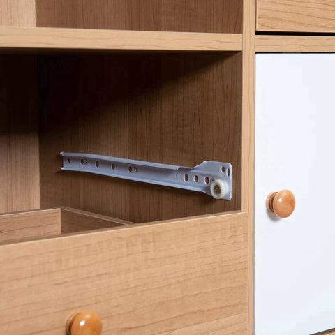 Rootz Sideboard - Free-standing Cabinet - Scandi Style Wardrobe - 4 Drawers And 2 Shelves - Kitchen - Bedroom - Living Room - Entryway - Natural + White - 80cm x 39cm x 80cm