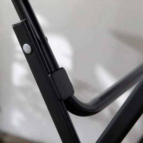 Rootz Garden Table - Round - Foldable - For 2 People - Wood Look - Steel + Plastic - Dark Grey - 60 x 60 x 73 cm