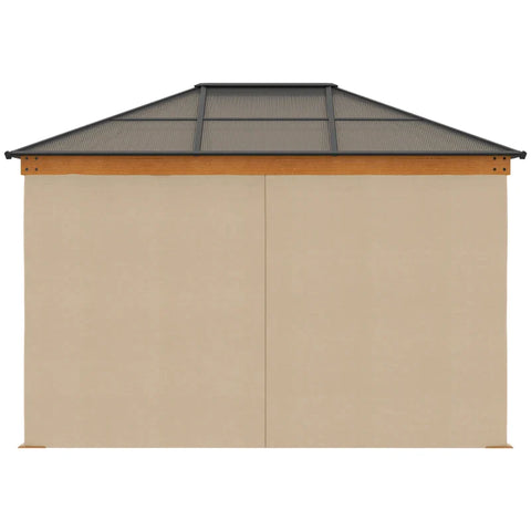 Rootz Gazebo - Polycarbonate Roof - 4 Side Walls And Mosquito Nets - Steel Frame - Khaki - 3 x 3.60 x 2.70 m